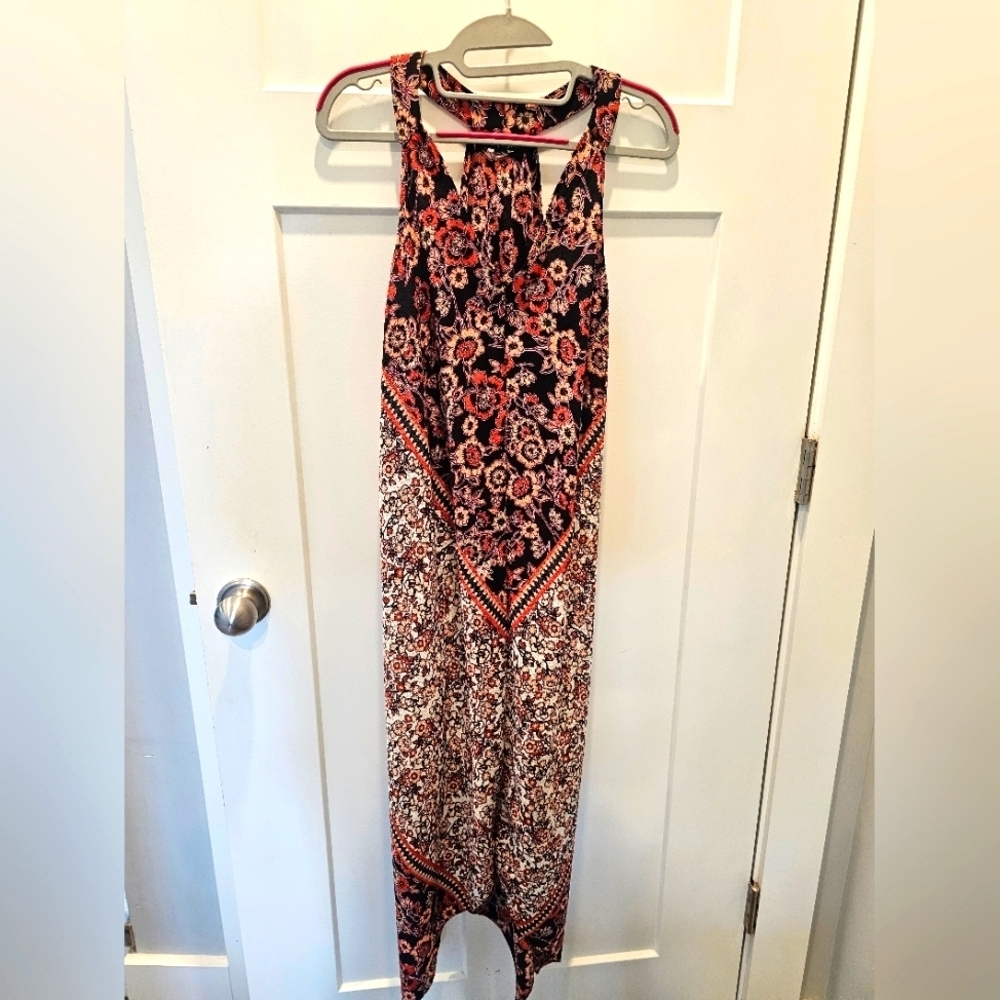 S.L. Fashions Floral Maxi Dress Women’s Sleeveless Handkerchief Hem Boho M/L
